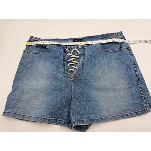 Vtg Y2K No Boundaries Junior's 13 Stretch Lace Up Jean Shorts - Picture 4 of 7